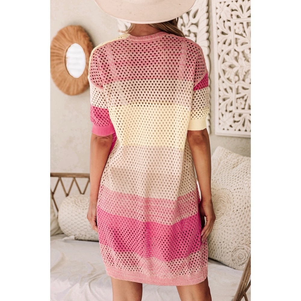 Pink and Cream Ombre Knit Cardigan - Picture 3 of 3